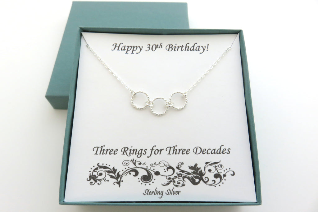 30th Birthday Gift | Three Rings Necklace | 30th Birthday Gift for Her - Handmade Jewelry